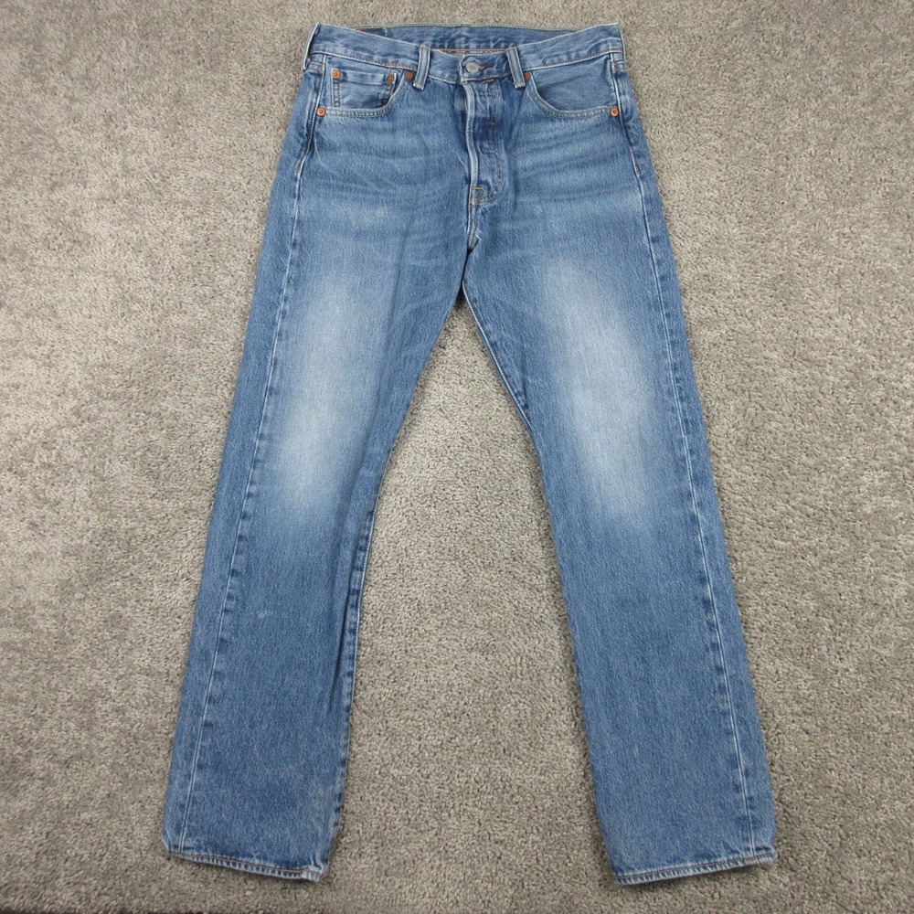 Levis Jeans Mens 30x30 Blue 501 Button Fly Original Straight Faded Denim Pants